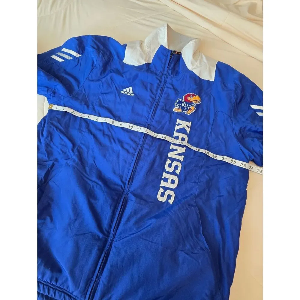 Adidas ClimaProof Kansas Jayhawks Jacket Mens M Blue Fleece Lined Full Zip KU